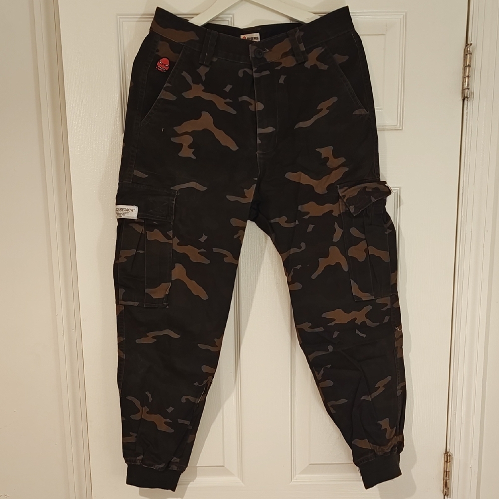Men's Camo Cargo Joggers Sweatpants - Black/Brown